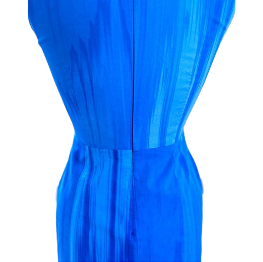 Tahari Notched V-Neck Blue Size 4 Dress Sleeveless Lined Sheath Dress - Picture 5 of 11